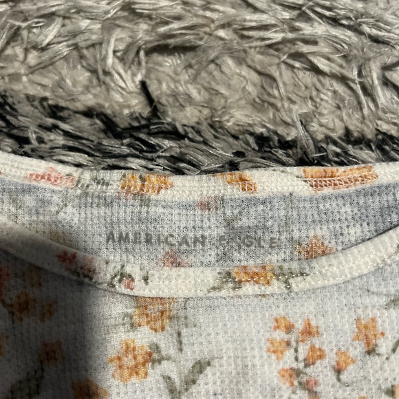 American Eagle Outfitters Tops - American Eagle Outfitters Floral Blouse - Cream and Orange